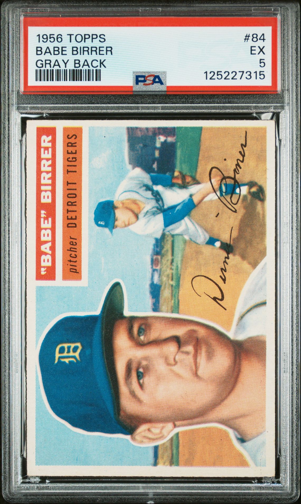1956 Topps Babe Birrer #84 (Gray Back) Ex 5 front