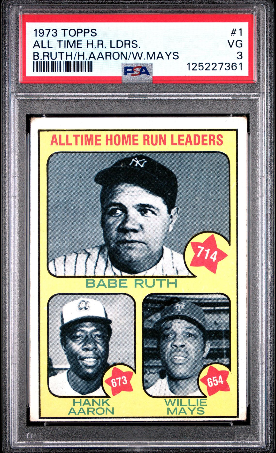 1973 Topps All Time H.r. Ldrs. #1 (B.ruth/H.aaron/W.mays) Vg 3 front