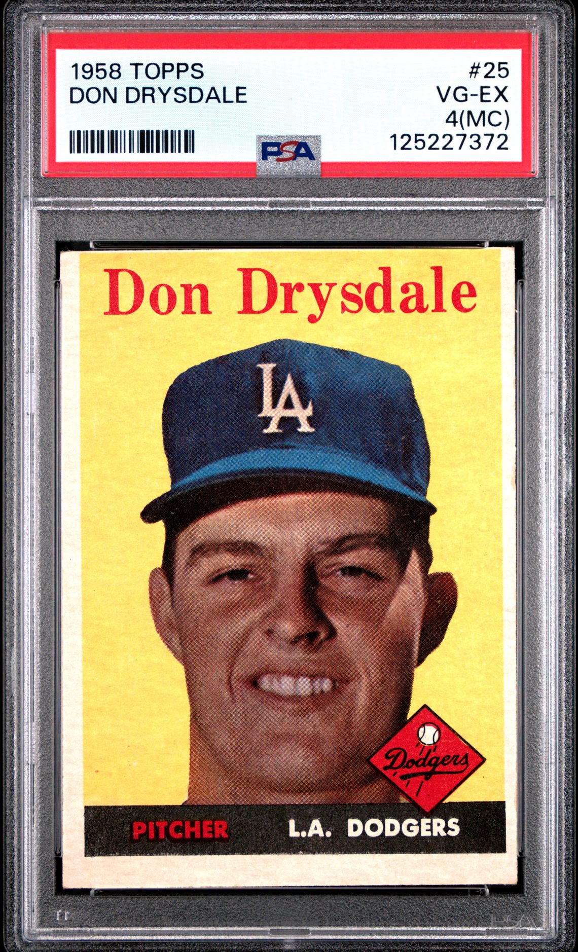 1958 Topps Don Drysdale #25 Vg-Ex 4 (Mc) front