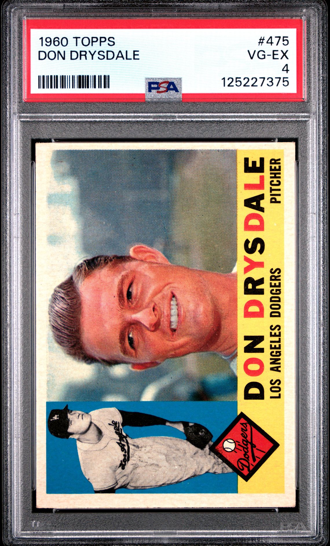 1960 Topps Don Drysdale #475 Vg-Ex 4 front