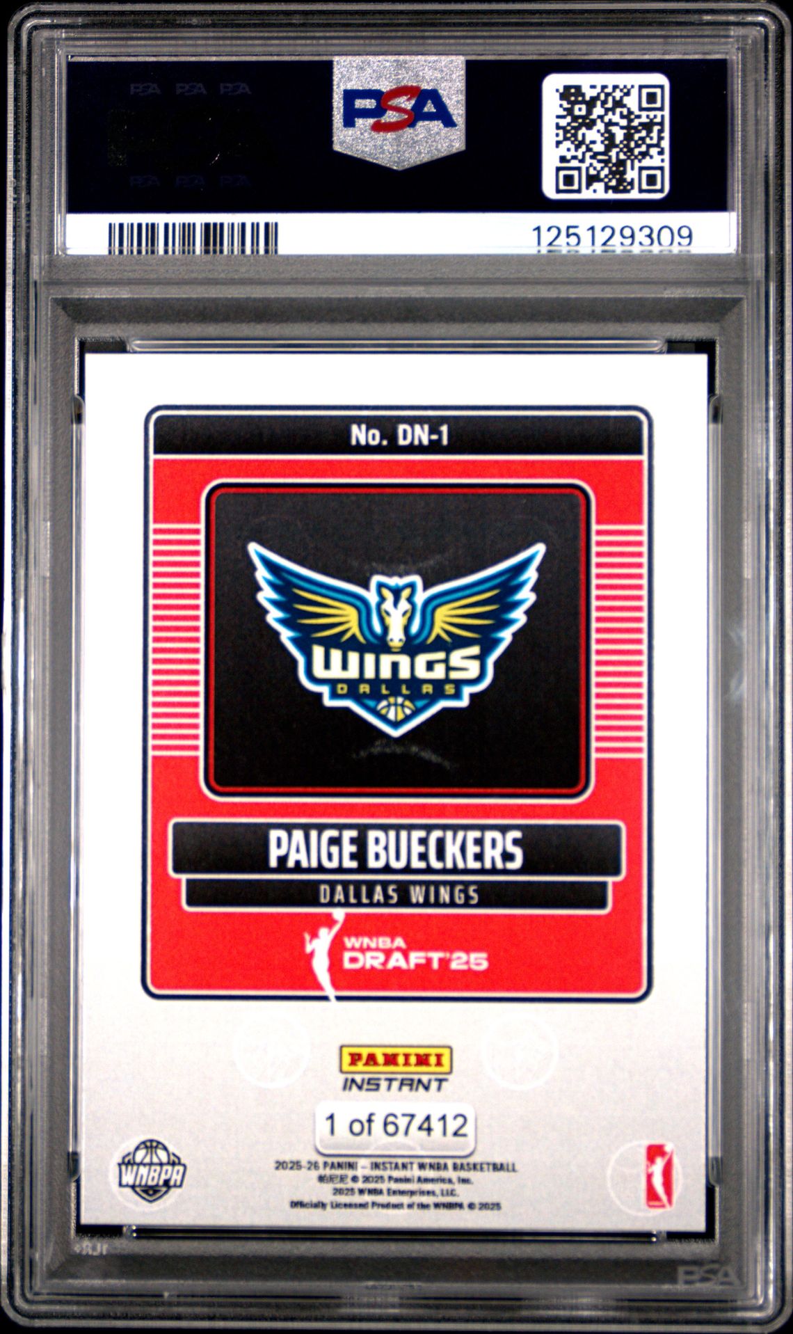 2025 Panini Instant Wnba Draft Night Paige Bueckers #Dn1 Mint 9 back