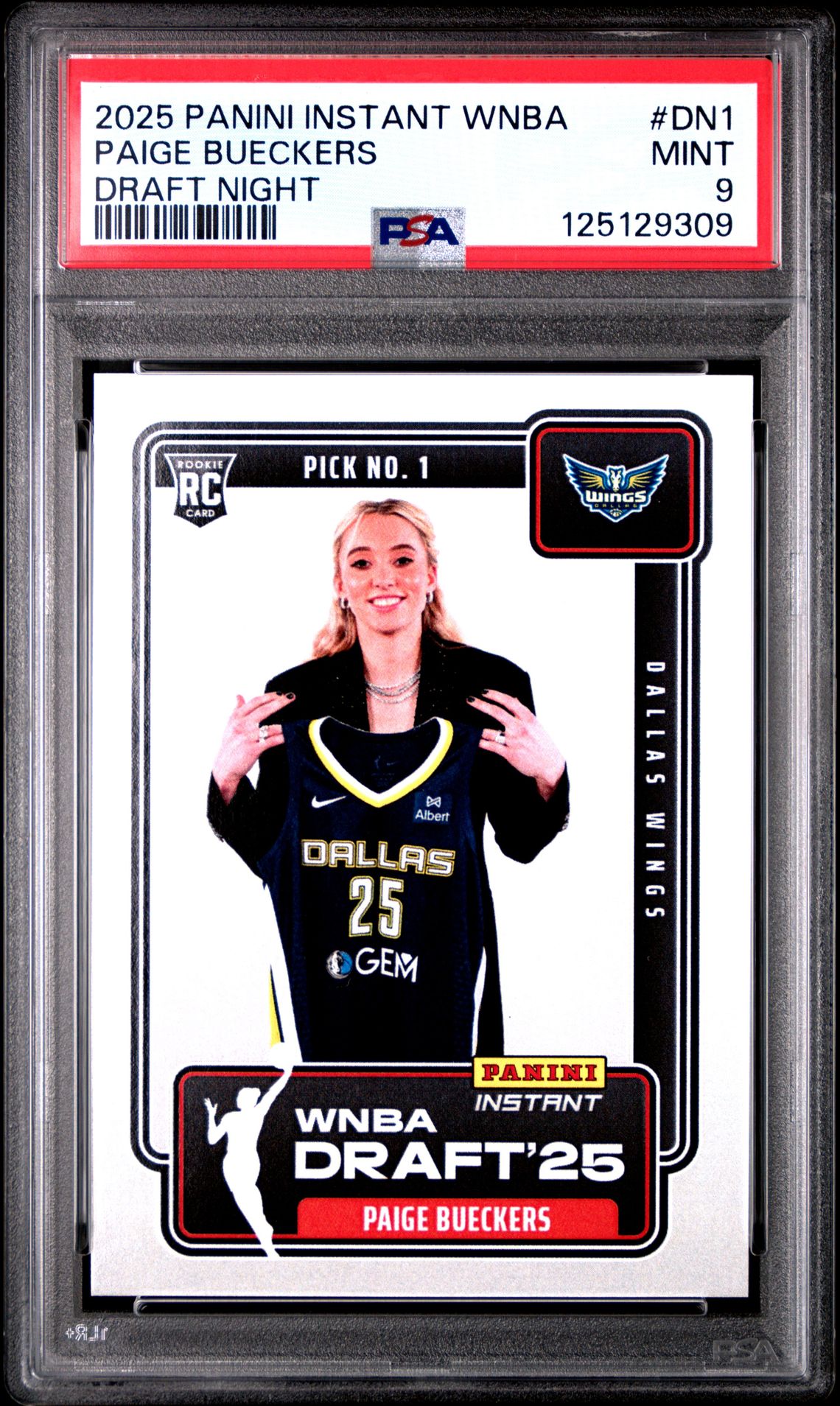 2025 Panini Instant Wnba Draft Night Paige Bueckers #Dn1 Mint 9 front