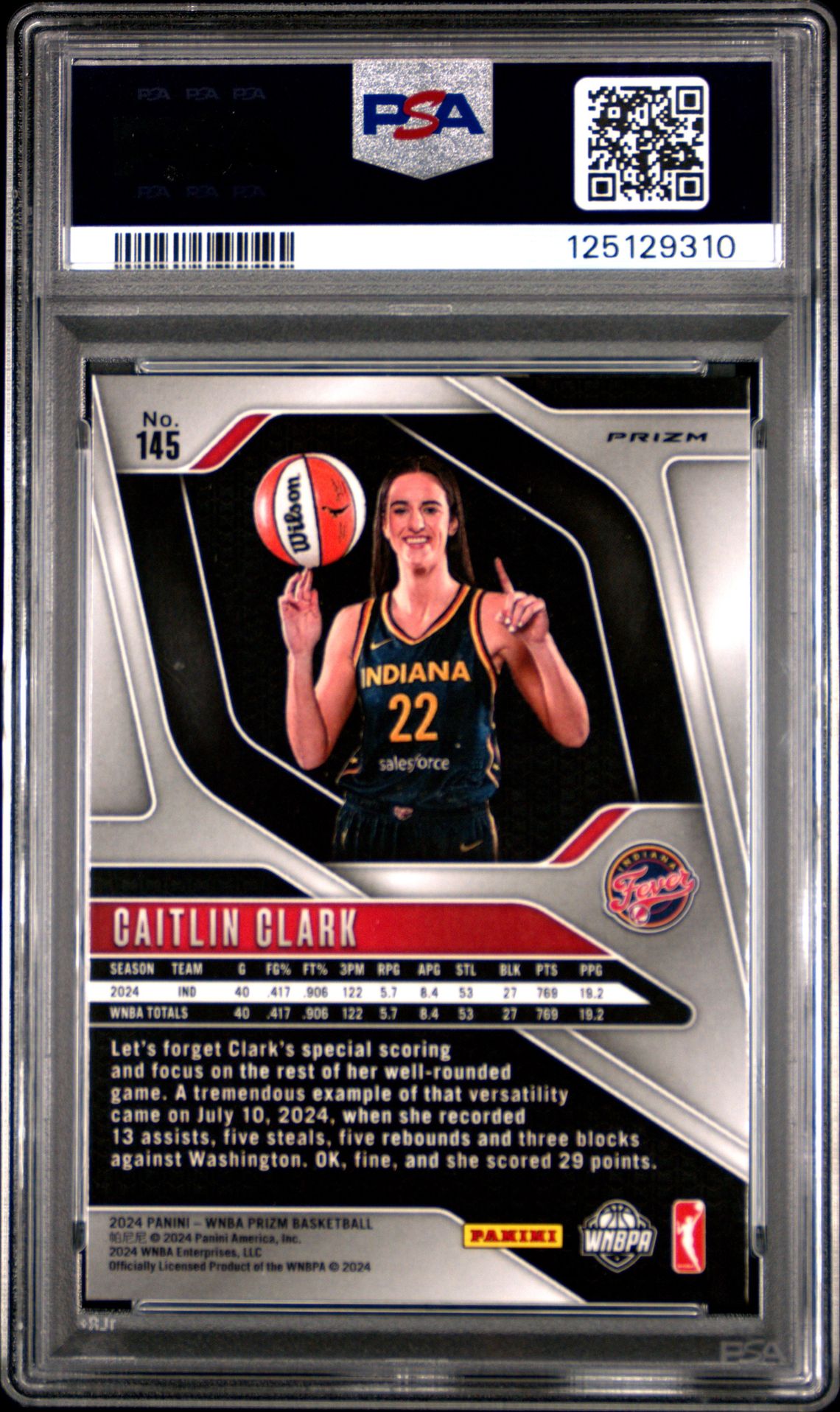 2024 Panini Prizm Wnba Caitlin Clark #145 (Ice) Nm-Mt 8 back