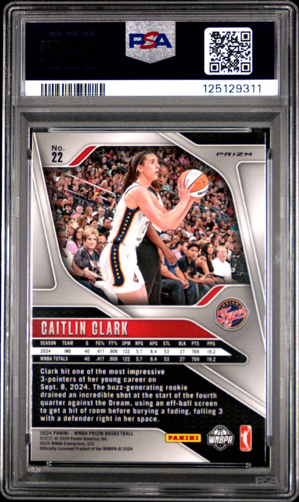 2024 Panini Prizm Wnba Caitlin Clark #22 (Silver Prizm) Nm 7 back