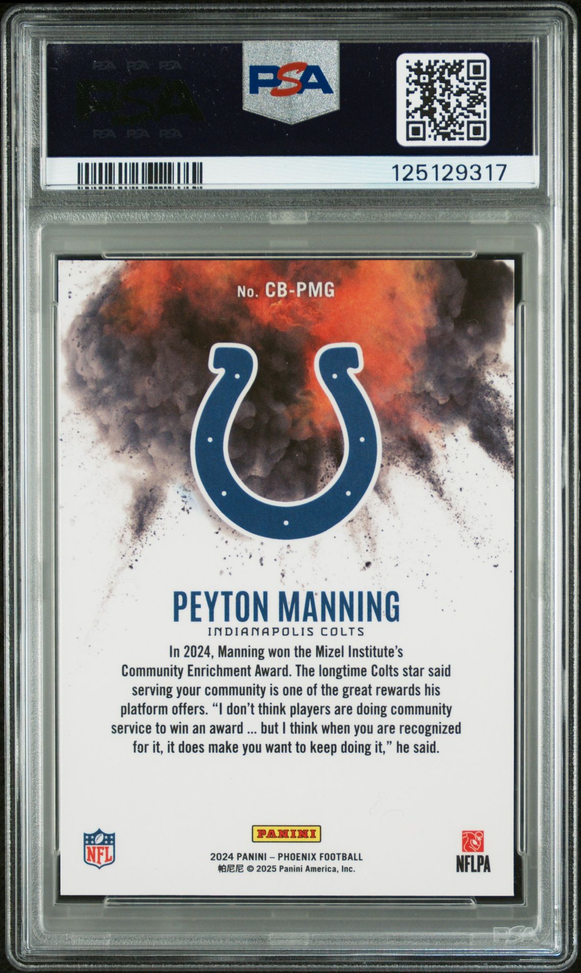 2024 Panini Phoenix Color Blast Peyton Manning #Cbpmg Gem Mt 10 back