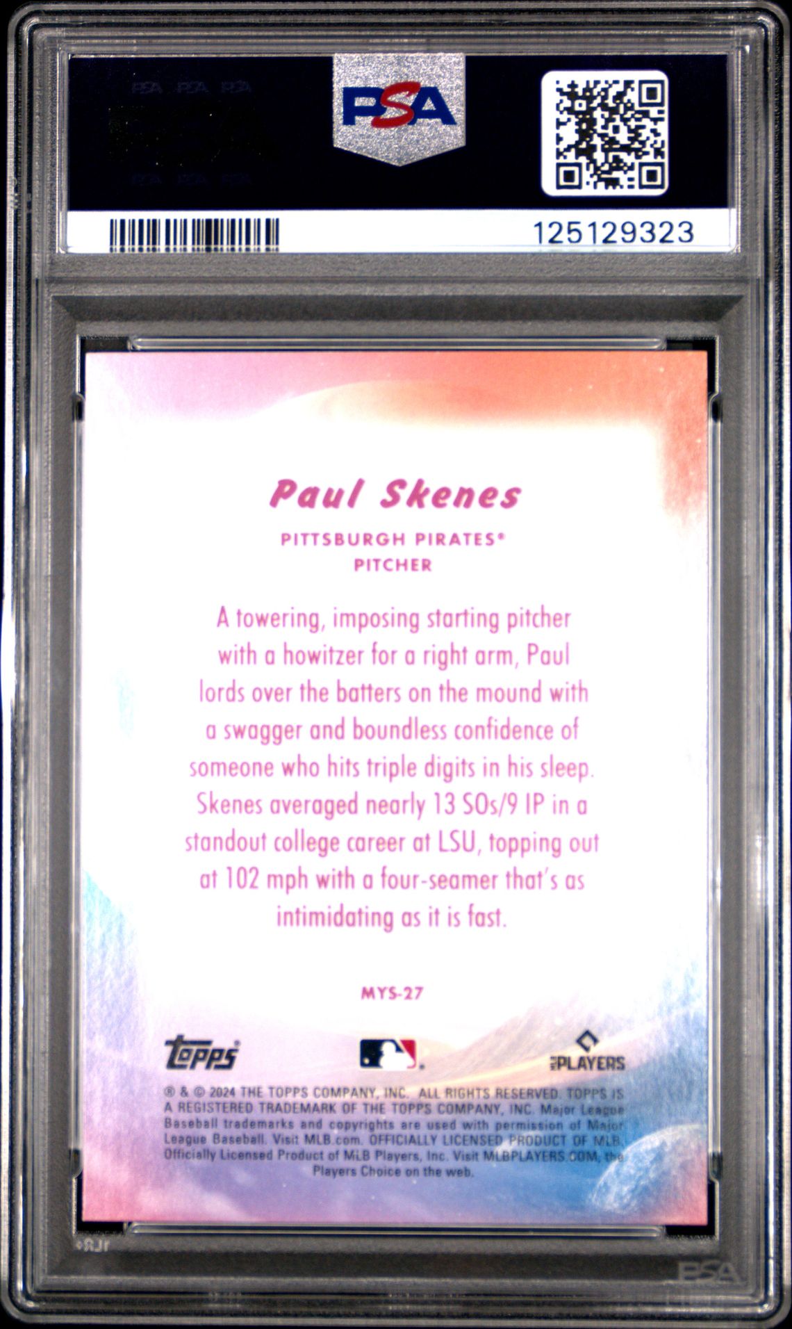 2024 Topps Update Mystical Paul Skenes #Mys27 Gem Mt 10 back
