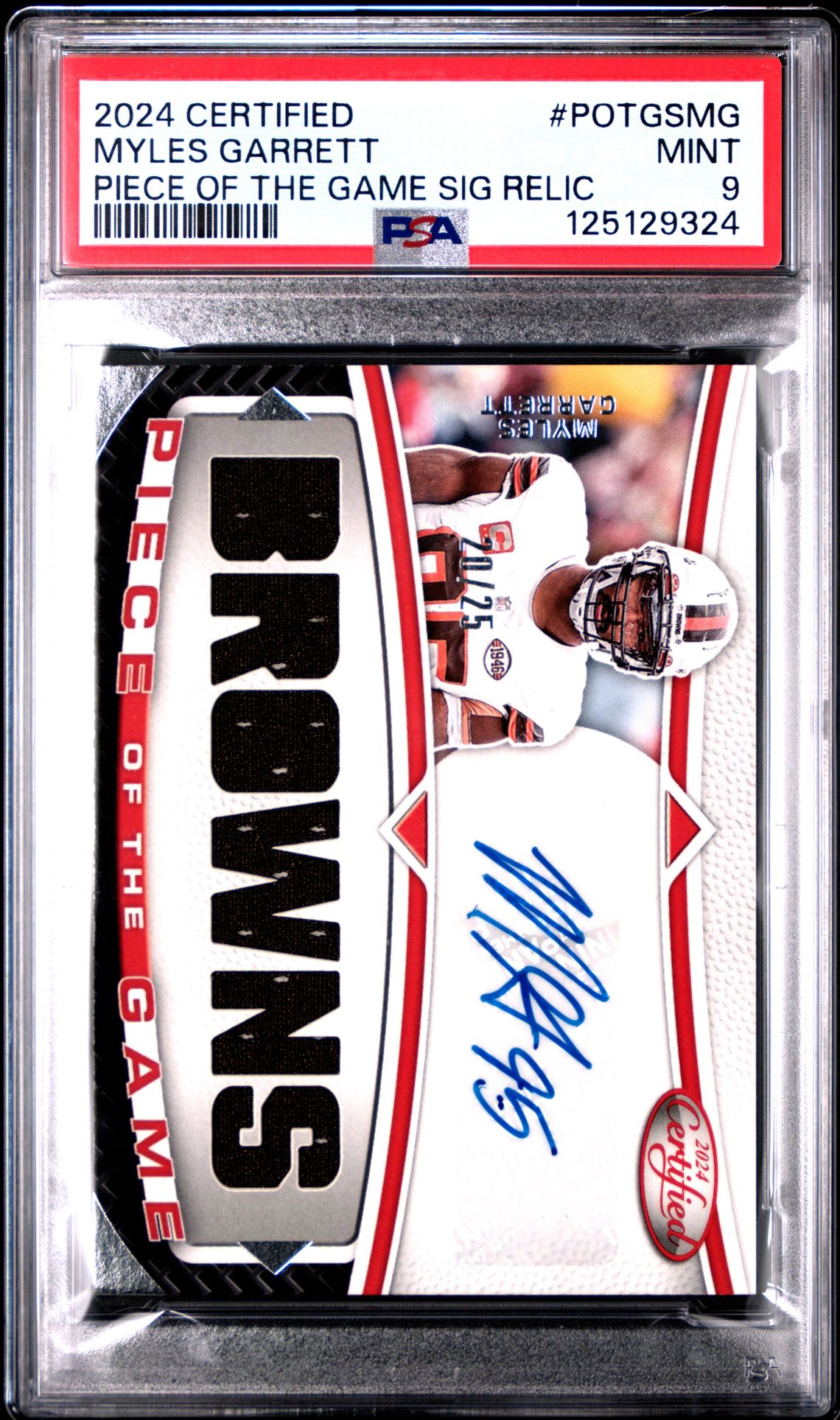 2024 Panini Certified Piece Of The Game Signature Relics Myles Garrett #Potgsmg (Piece Of The Game Sig Relic) Mint 9 front