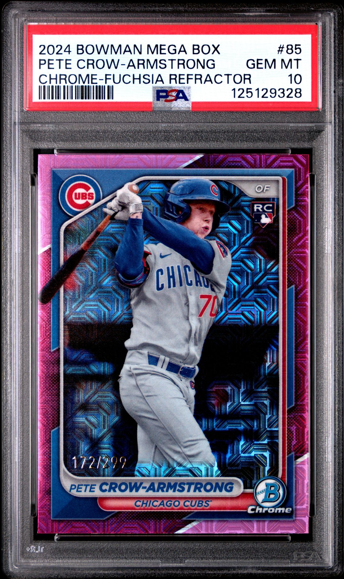 2024 Bowman Mega Box Chrome Pete Crow-Armstrong #85 (Chrome-Fuchsia Refractor) Gem Mt 10 front