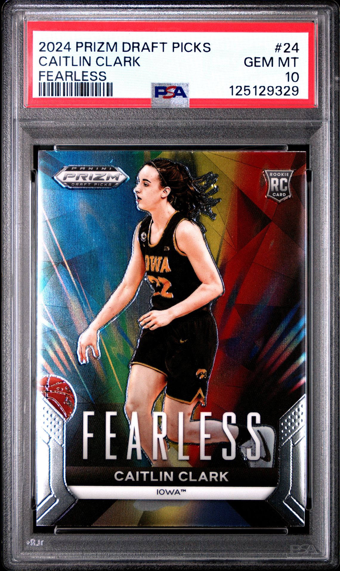 2024 Panini Prizm Draft Picks Fearless Caitlin Clark #24 Gem Mt 10 front