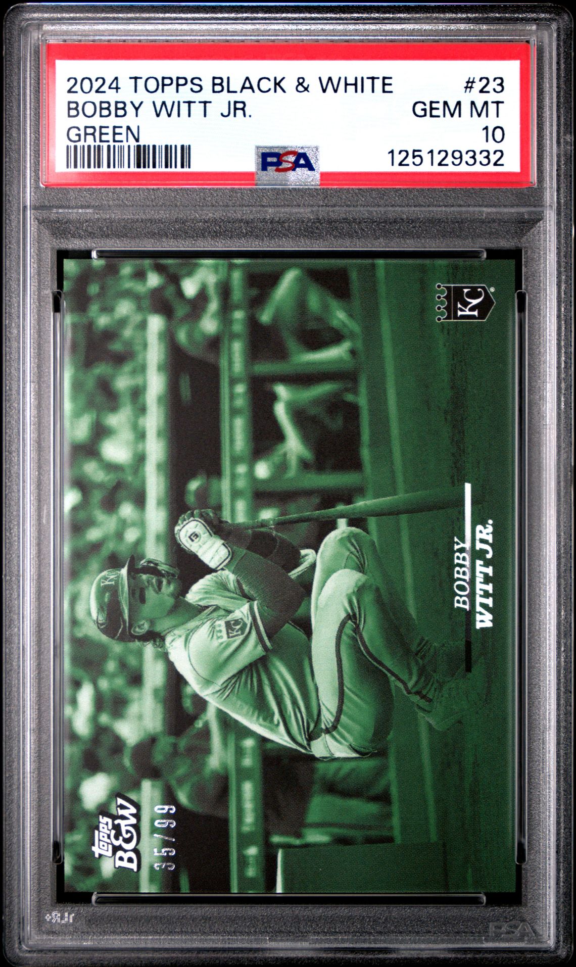 2024 Topps Black And White Bobby Witt Jr. #23 (Green) Gem Mt 10 front