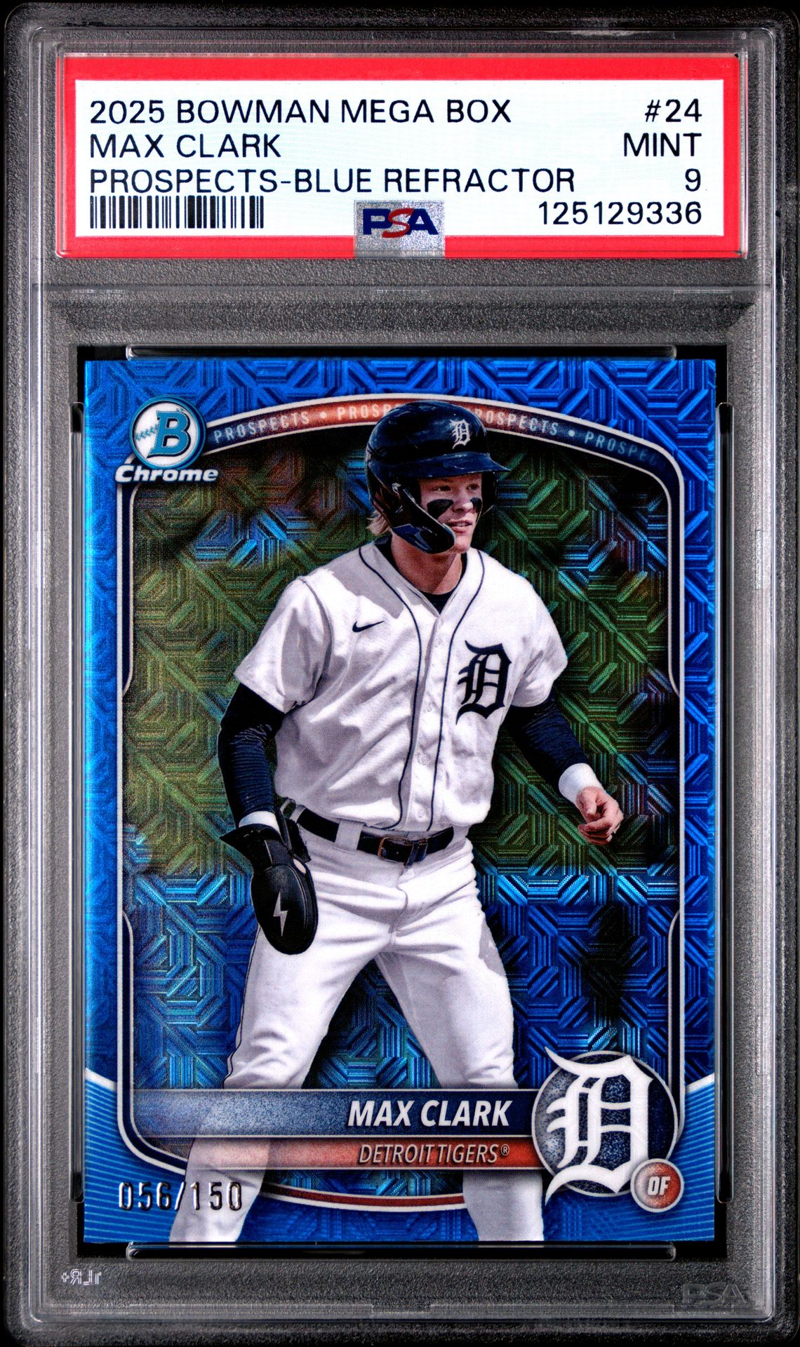 2025 Bowman Mega Box Chrome Prospects Max Clark #24 (Prospects-Blue Refractor) Mint 9 front