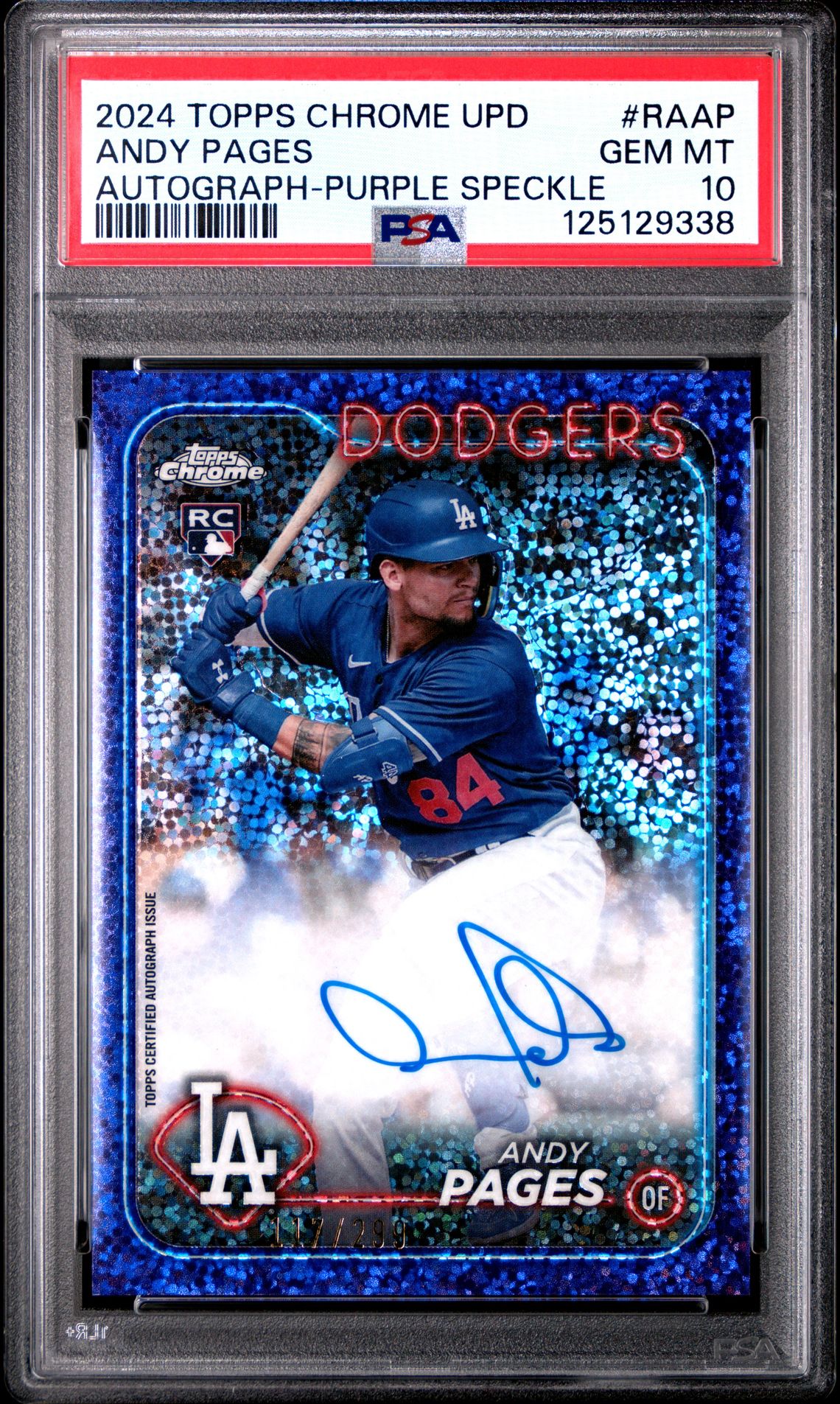 2024 Topps Chrome Update Chrome Baseball Update Series Autographs Andy Pages #Raap (Autograph-Purple Speckle) Gem Mt 10 front