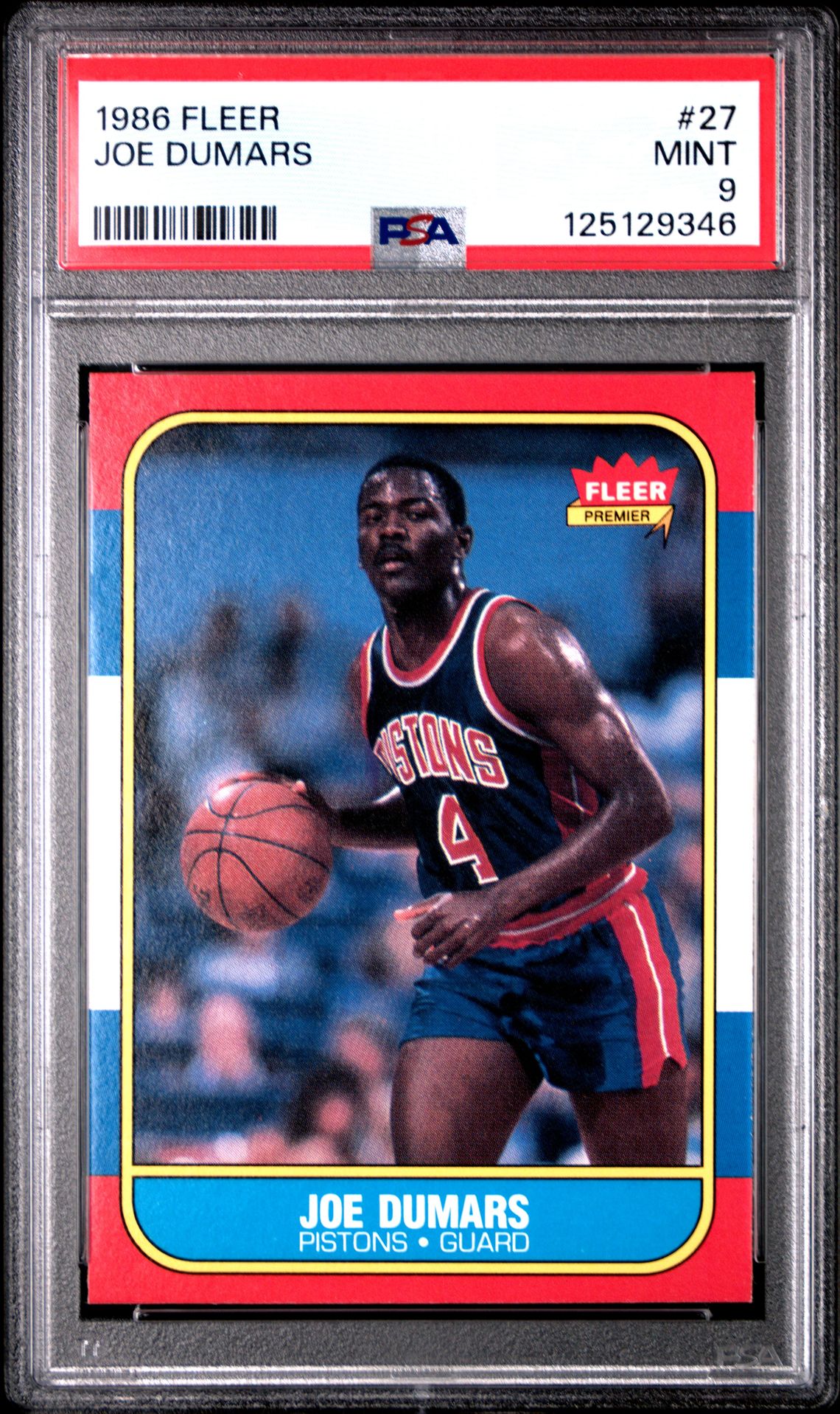 1986 Fleer Joe Dumars #27 Mint 9 front
