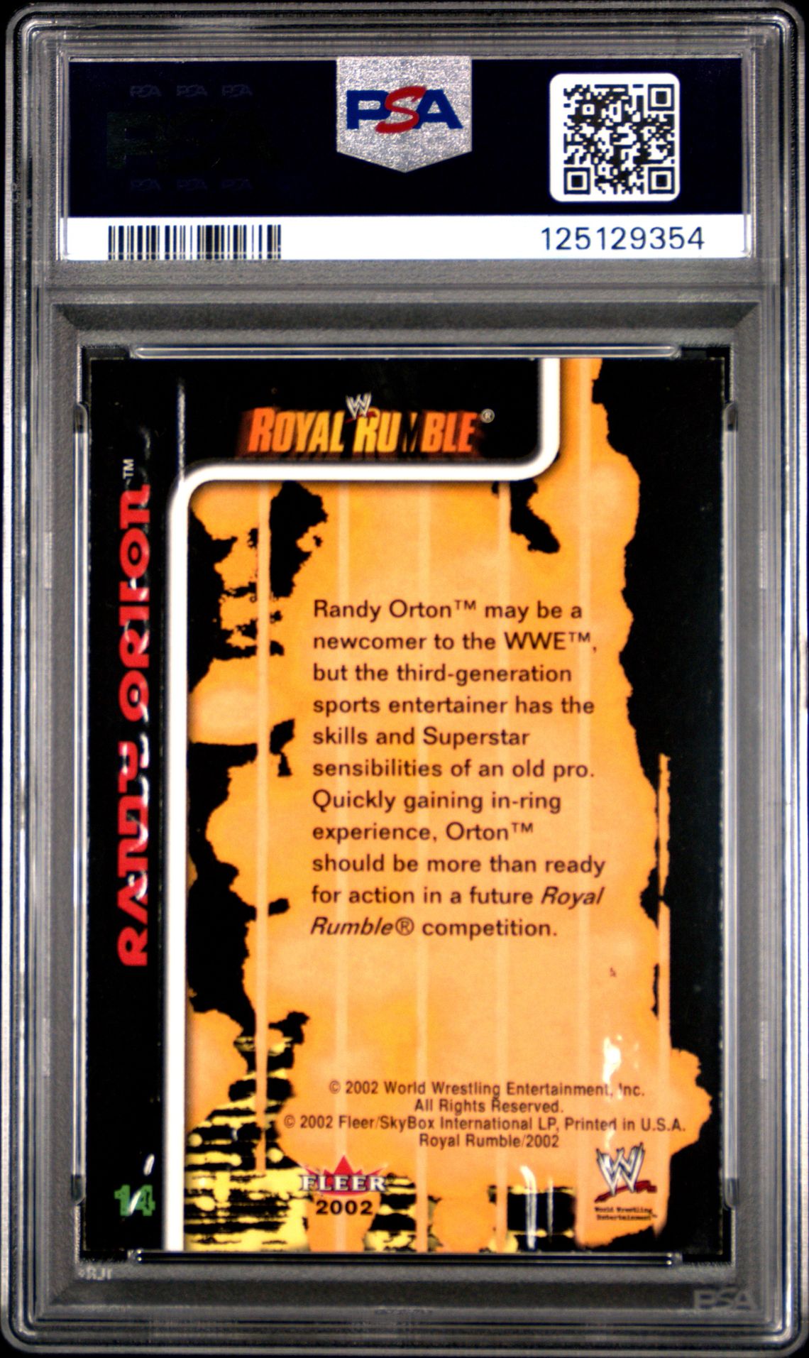 2002 Fleer Wwe Royal Rumble Randy Orton #14 (Royal Rumble) Nm 7 back