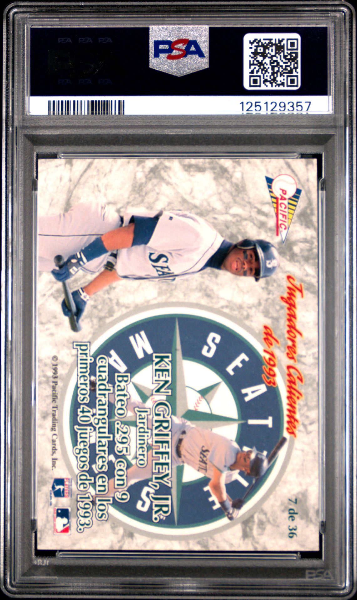 1993 Pacific Jugadores Calientes Ken Griffey Jr. #7 (Jugadores Calientes) Ex-Mt 6 back