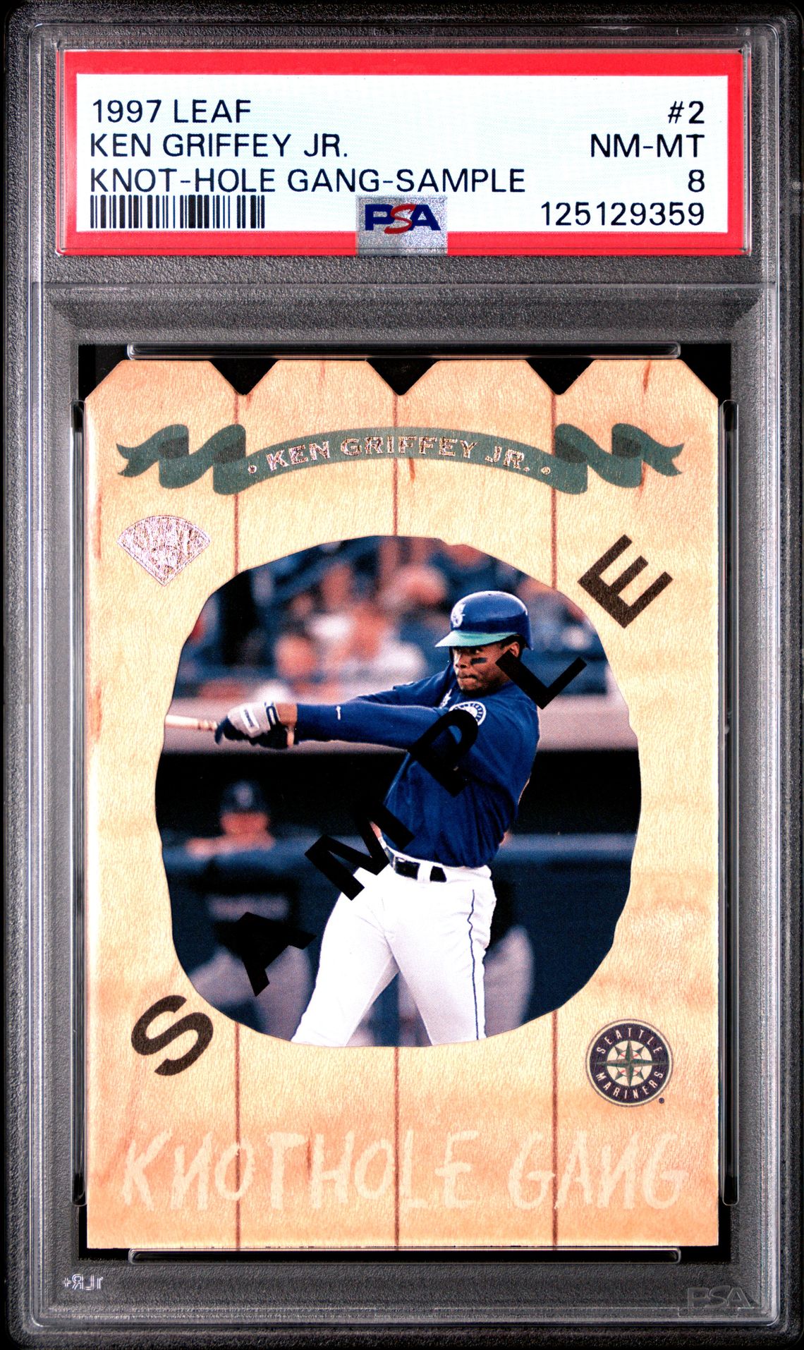 1997 Leaf Knot-Hole Gang Ken Griffey Jr. #2 (Knot-Hole Gang-Sample) Nm-Mt 8 front