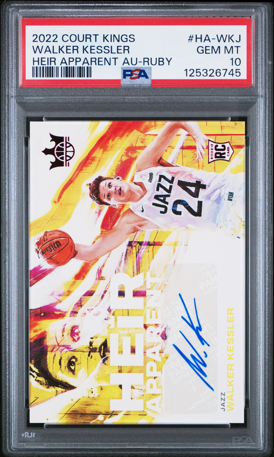 2022 Panini Court Kings Heir Apparent Autographs Walker Kessler #Ha-Wkj (Heir Apparent Au-Ruby) Gem Mt 10 front