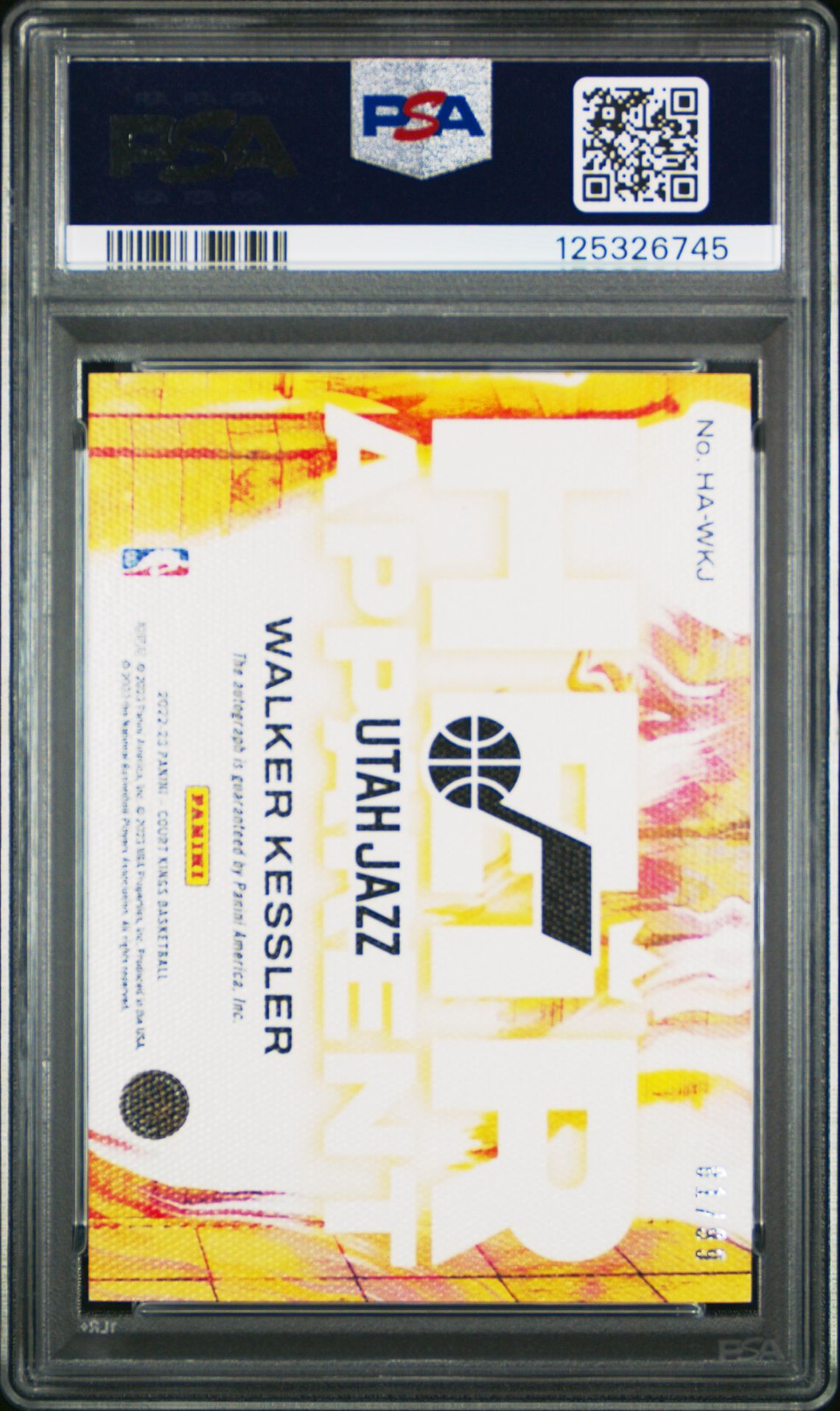 2022 Panini Court Kings Heir Apparent Autographs Walker Kessler #Ha-Wkj (Heir Apparent Au-Ruby) Gem Mt 10 back