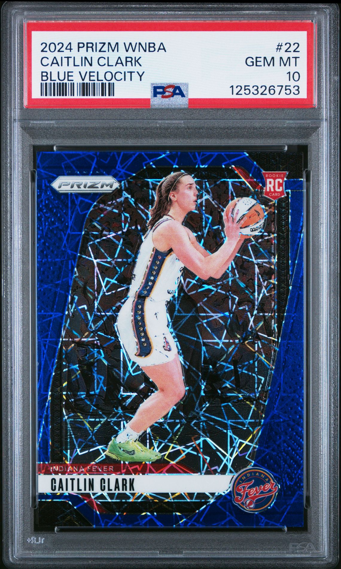 2024 Panini Prizm Wnba Caitlin Clark #22 (Blue Velocity) Gem Mt 10 front