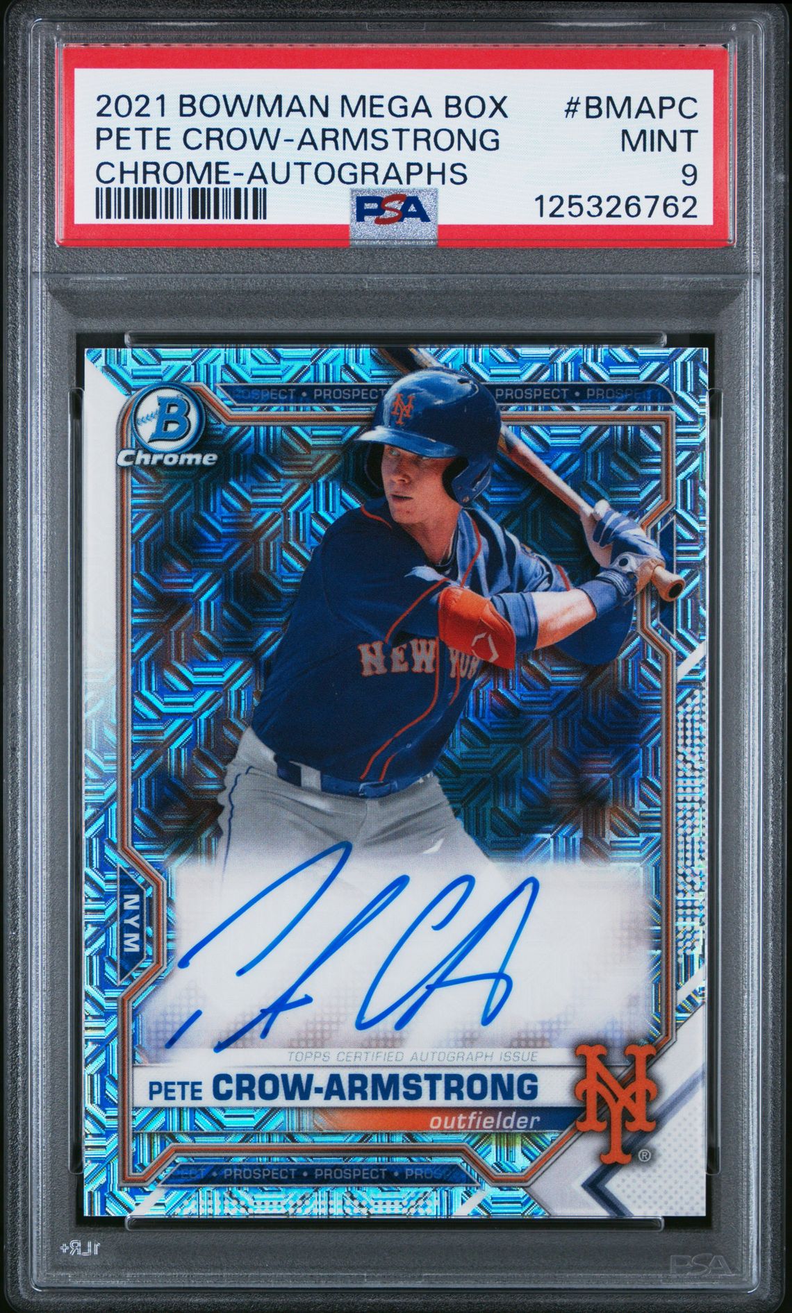 2021 Bowman Mega Box Chrome Autographs Pete Crow-Armstrong #Bmapc (Chrome-Autographs) Mint 9 front