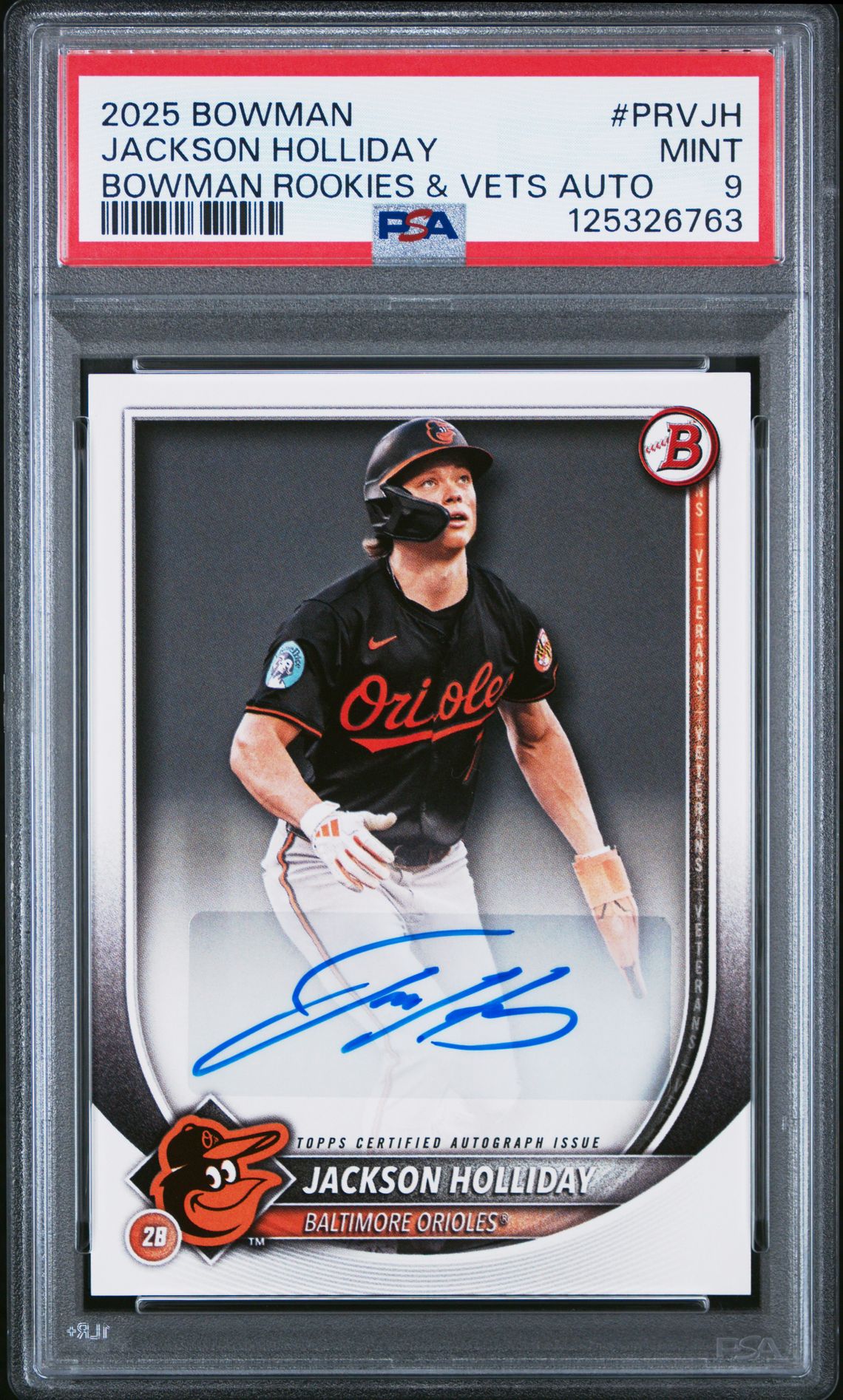 2025 Bowman Bowman Rookies And Veterans Autographs Jackson Holliday #Prvjh (Bowman Rookies & Vets Auto) Mint 9 front