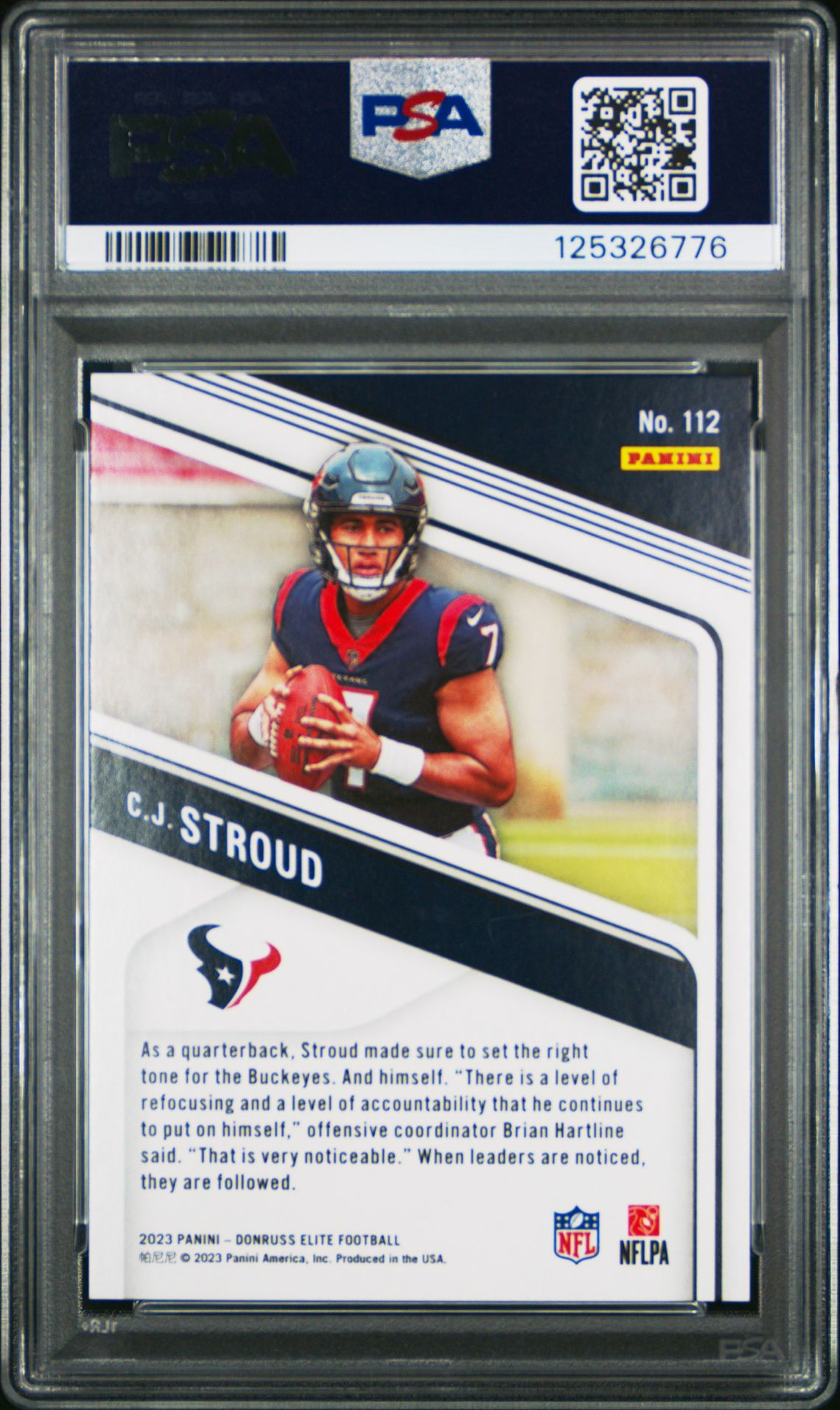 2023 Panini Donruss Elite Cj Stroud #112 (Status Explosion) Gem Mt 10 back