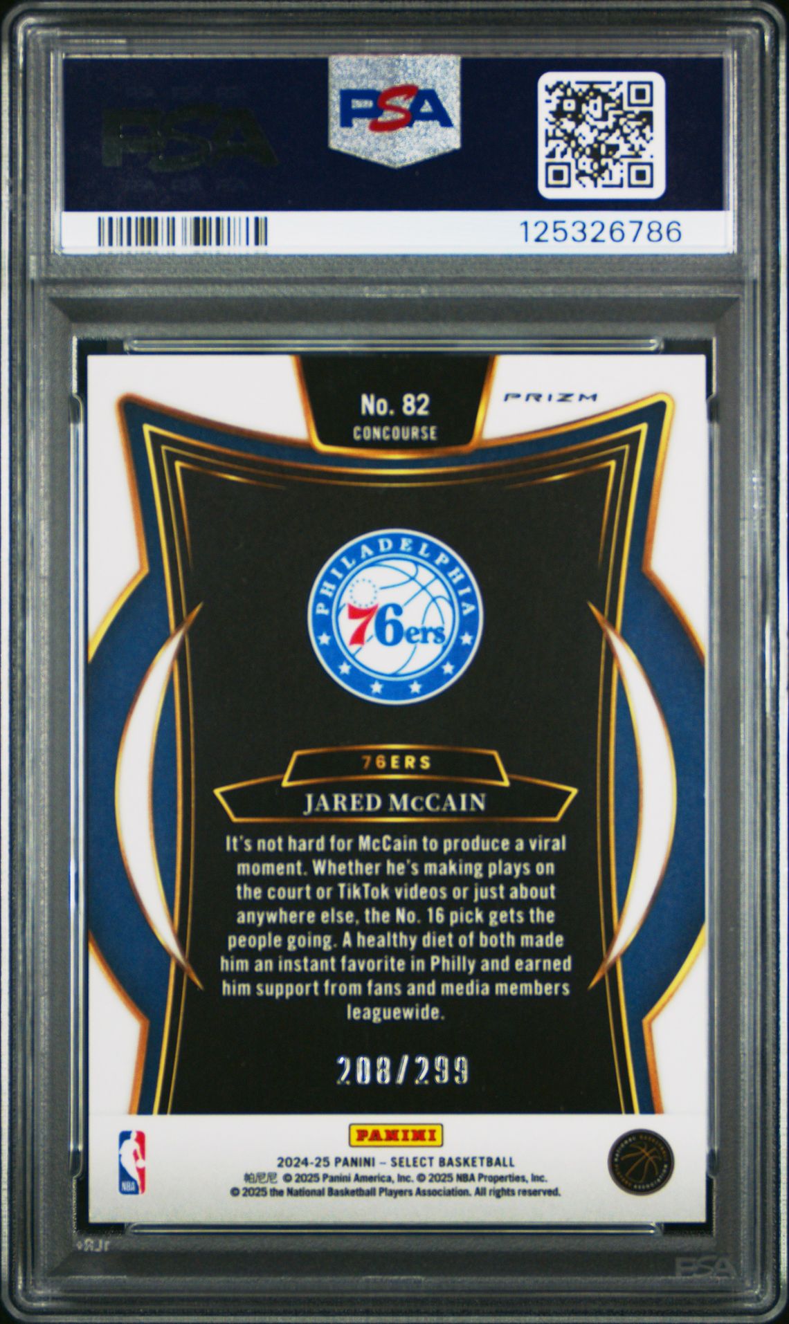 2024 Panini Select Jared Mccain #82 (Light Blue Prizm) Mint 9 back