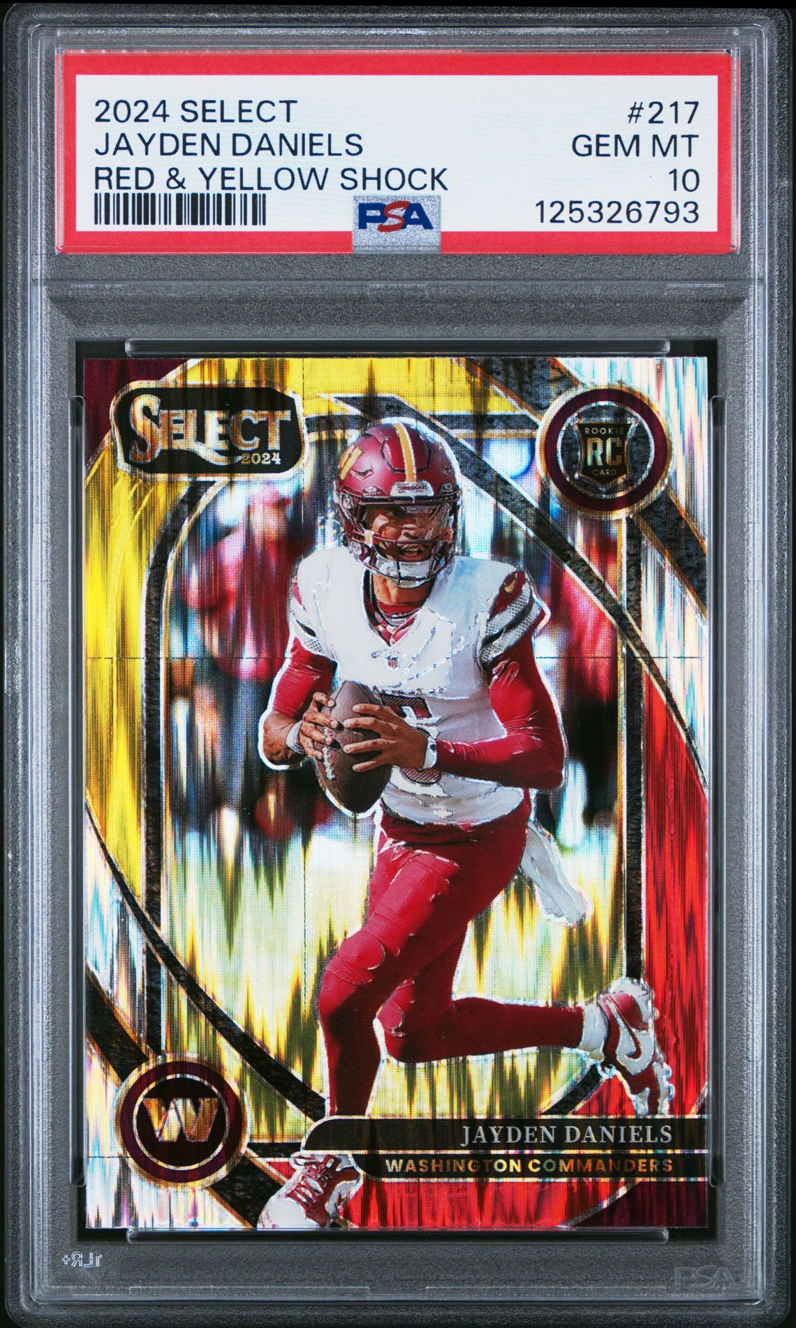 2024 Panini Select Jayden Daniels #217 (Red & Yellow Shock) Gem Mt 10 front