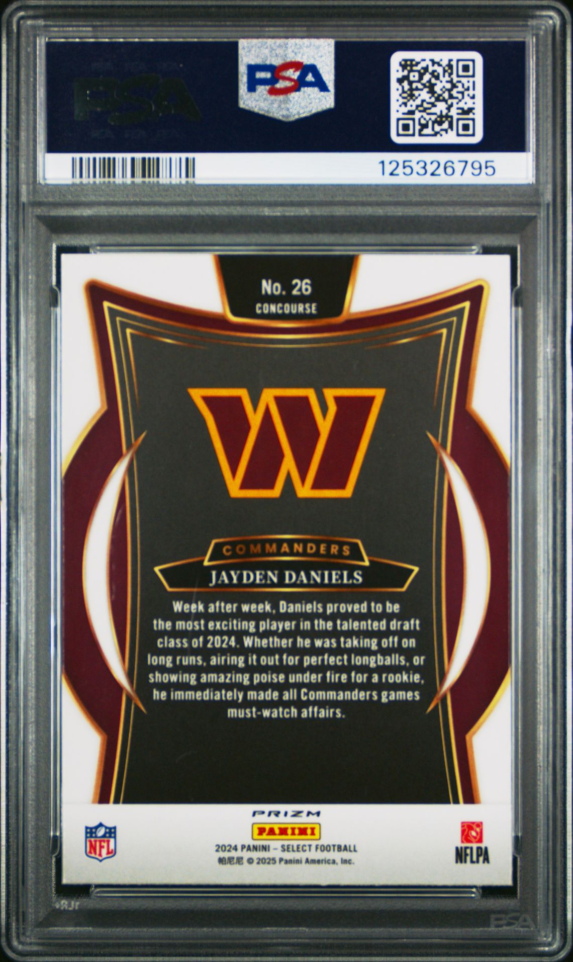 2024 Panini Select Jayden Daniels #26 (Black & Green Shock) Nm-Mt 8 back