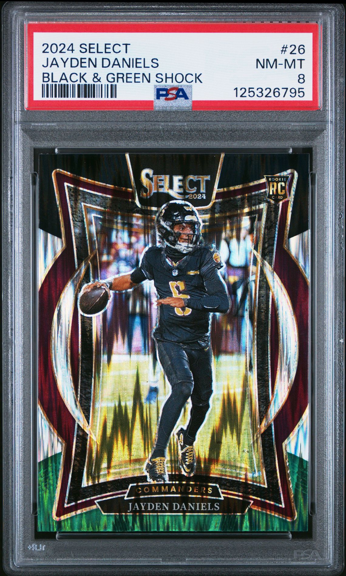 2024 Panini Select Jayden Daniels #26 (Black & Green Shock) Nm-Mt 8 front