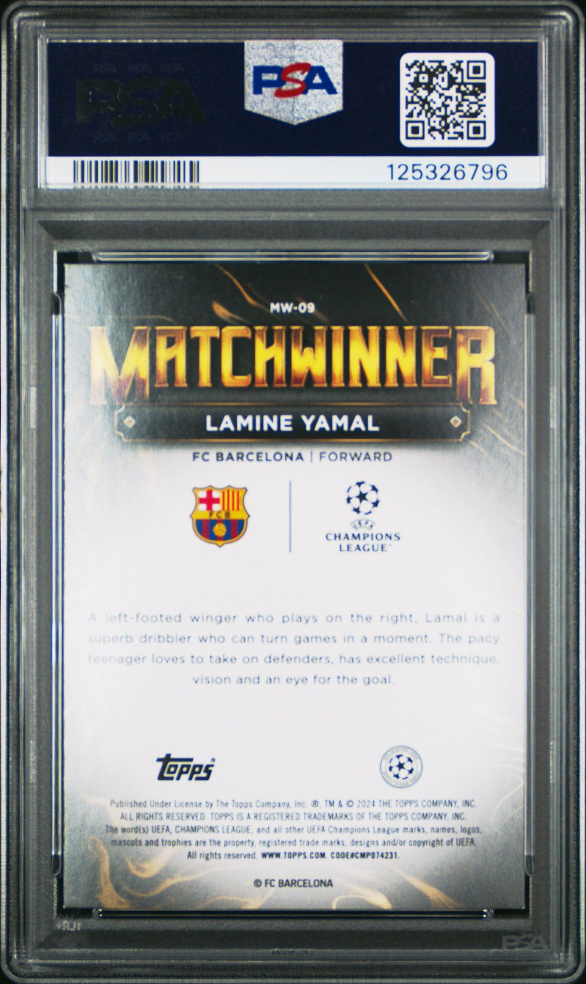 2023-2024 Topps Uefa Club Competitions Superstars Matchwinner Lamine Yamal #Mw09 (Superstar Matchwinner) Nm 7 back