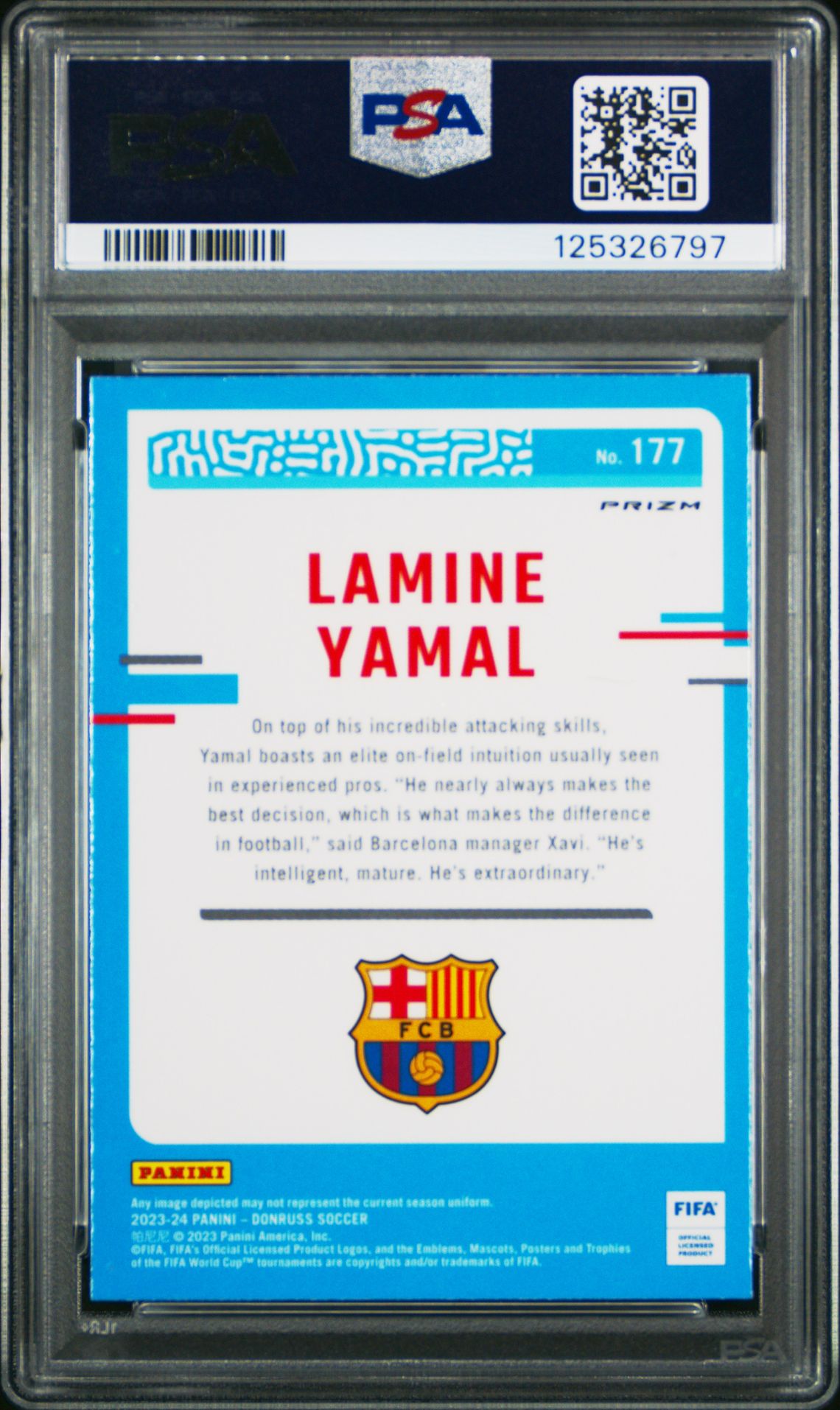 2023-24 Panini Donruss Fifa Lamine Yamal #177 (Optic-Velocity) Mint 9 back
