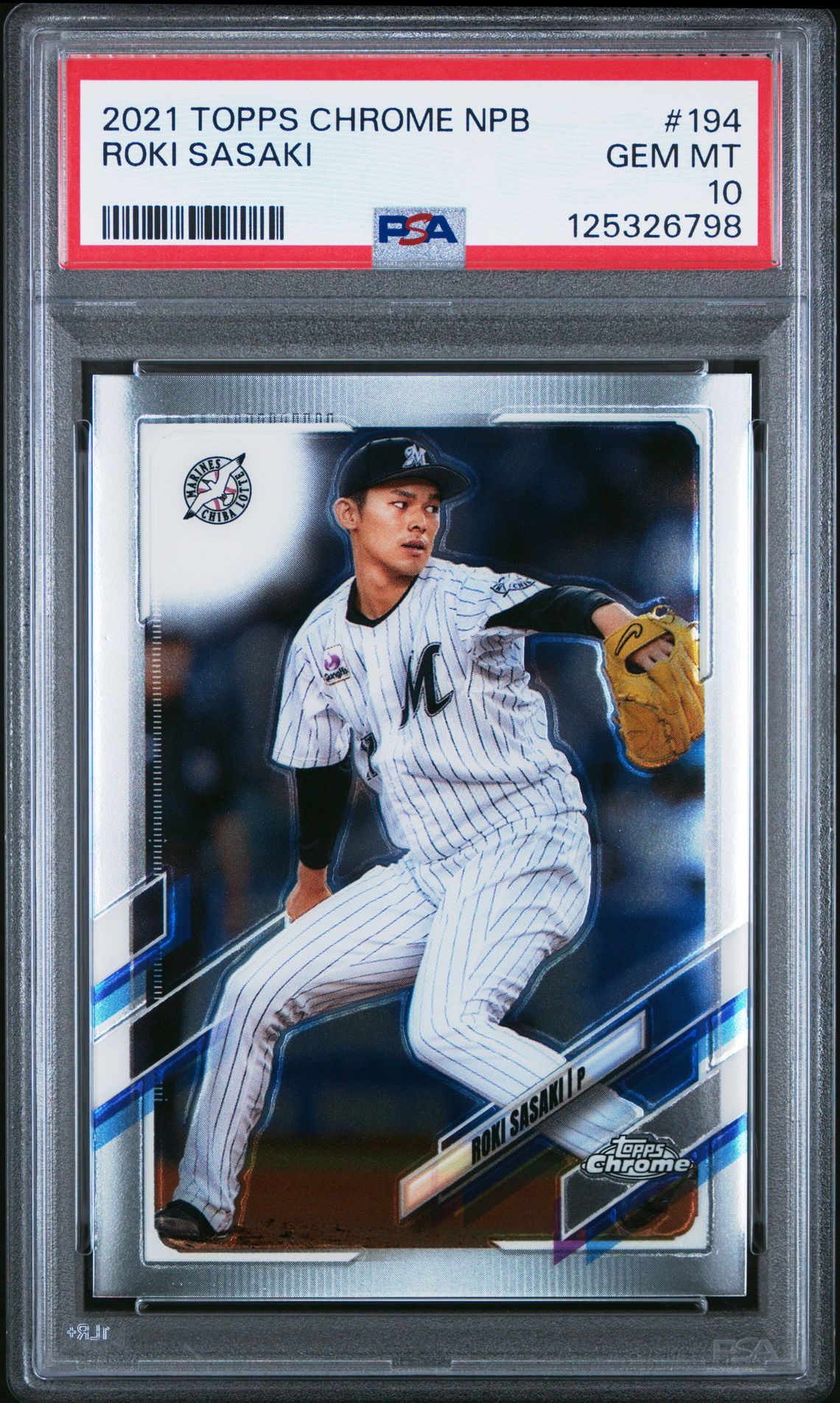 2021 Topps Chrome Nippon Professional Baseball Roki Sasaki #194 Gem Mt 10 front