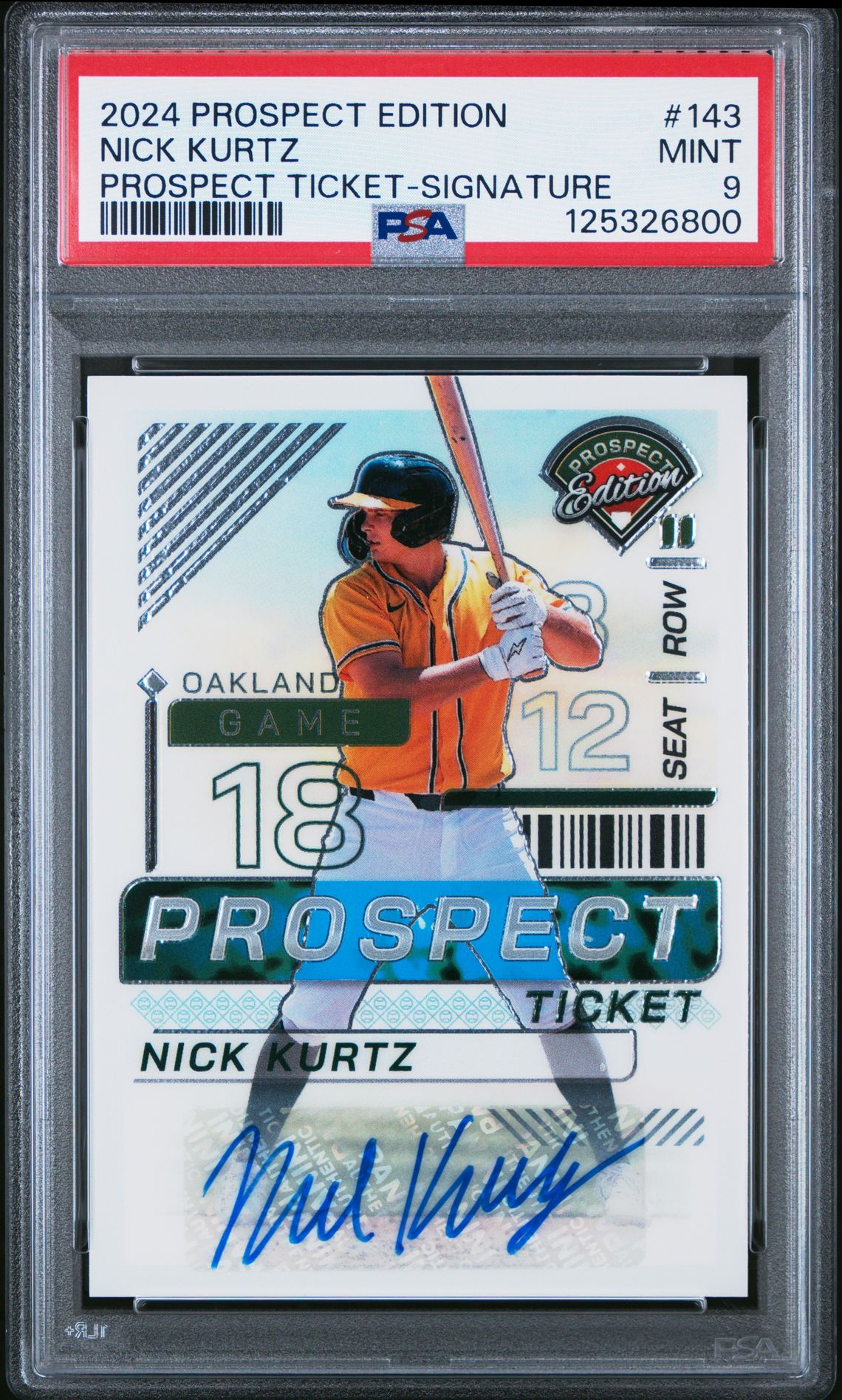 2024 Panini Prospect Edition Prospect Ticket Nick Kurtz #143 (Prospect Ticket-Signature) Mint 9 front