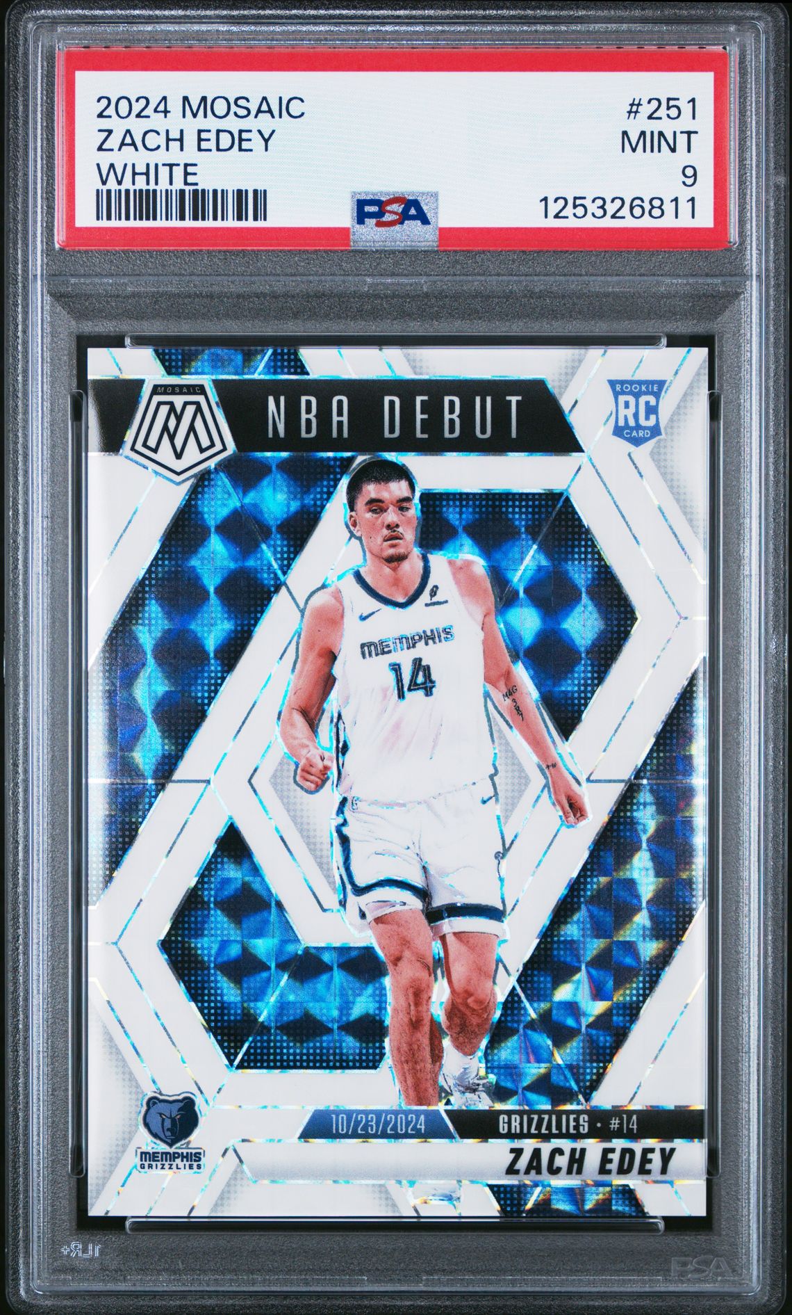 2024 Panini Mosaic Zach Edey #251 (White) Mint 9 front