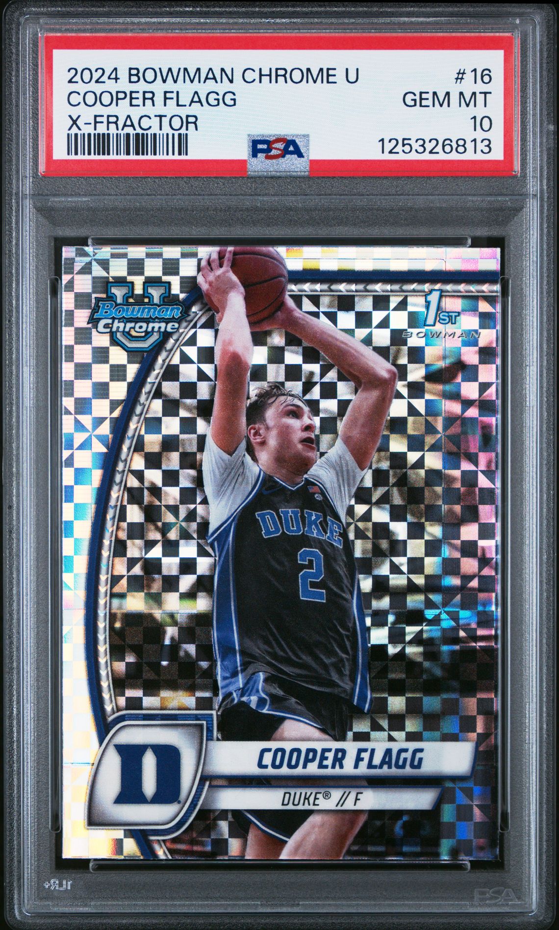 2024 Bowman Chrome University Cooper Flagg #16 (X-Fractor) Gem Mt 10 front