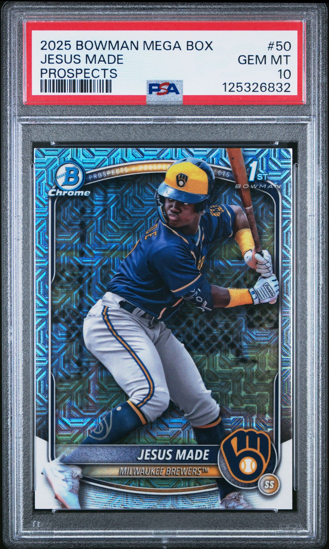2025 Bowman Mega Box Chrome Prospects Jesus Made #50 Gem Mt 10 front