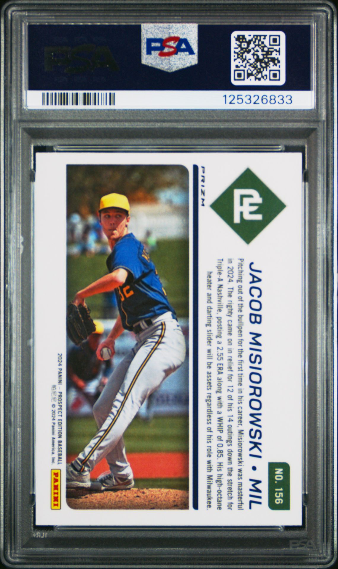 2024 Panini Prospect Edition Prospect Ticket Jacob Misiorowski #156 (Prospect Ticket-Red Ice) Gem Mt 10 back