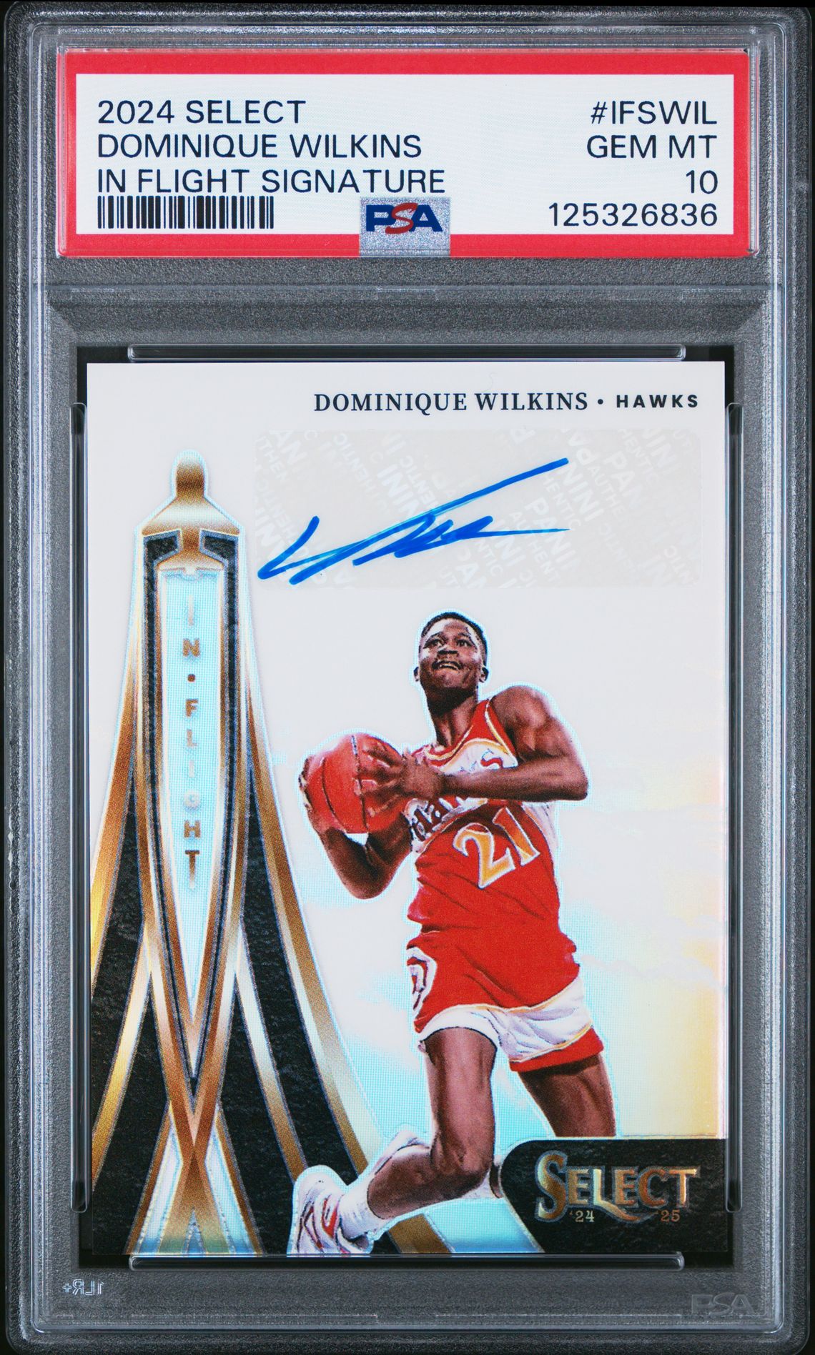 2024 Panini Select In Flight Signatures Dominique Wilkins #Ifswil Gem Mt 10 front