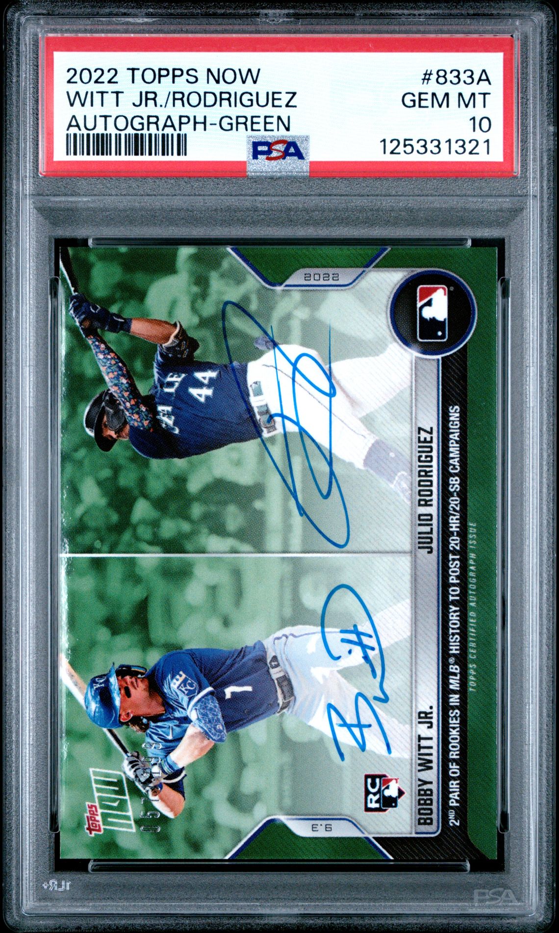 2022 Topps Now TOPPS NOW AUTOGRAPH-GREEN #833A Witt Jr./Rodriguez front