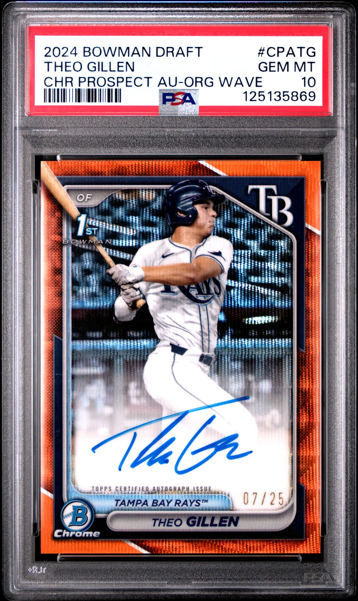 2024 Bowman BOWMAN DRAFT CHROME PROSPECT AUTOGRAPHS CHR PROSPECT AU-ORG WAVE #CPATG Theo Gillen front