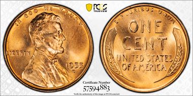 1955-D 1C MS67RD