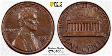 1982-D 1C Bronze AU58BN