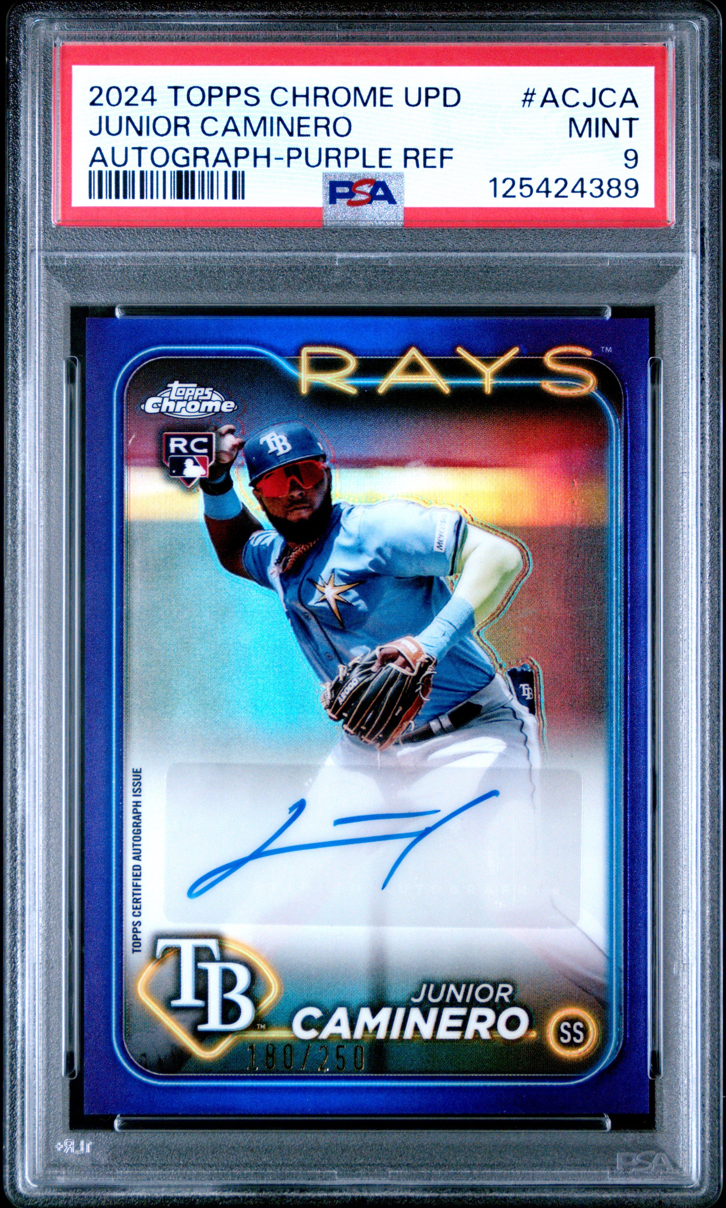 2024 #ACJCA Junior Caminero PSA 9 Topps Chrome Update Chrome Baseball Update Series Autographs