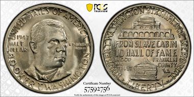 1947 50C Booker T. Washington MS66