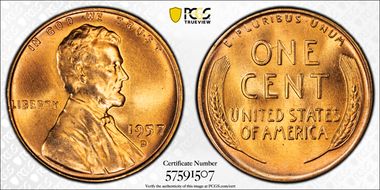 1957-D 1C MS67+ RD