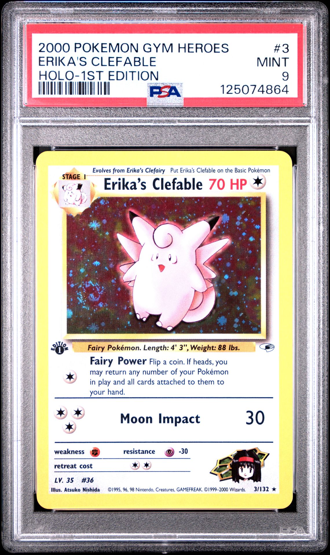 2000 Pokemon POKEMON GYM HEROES HOLO-1ST EDITION #3 Erika's Clefable front