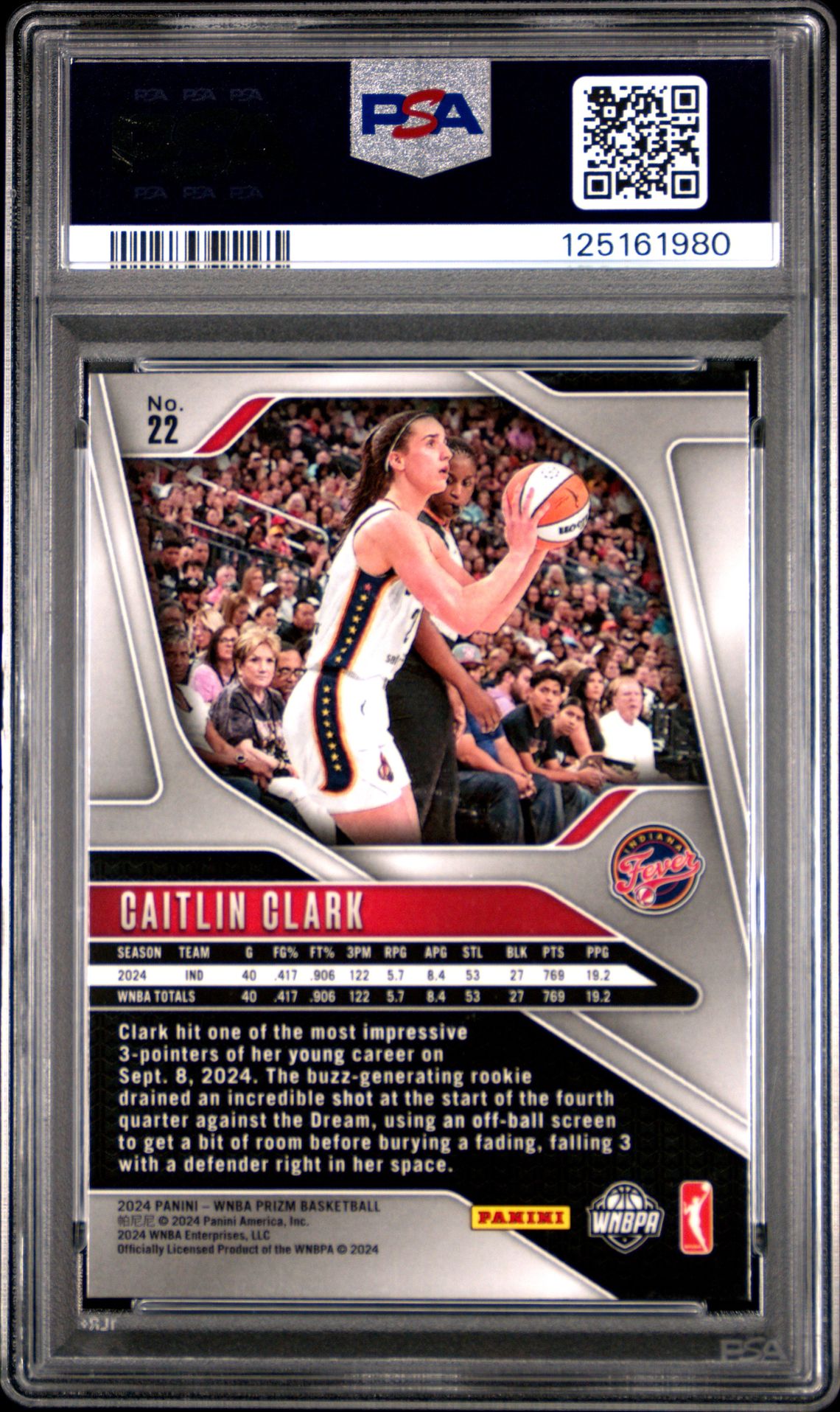2024 Panini Prizm Wnba Caitlin Clark #22 Nm 7 back
