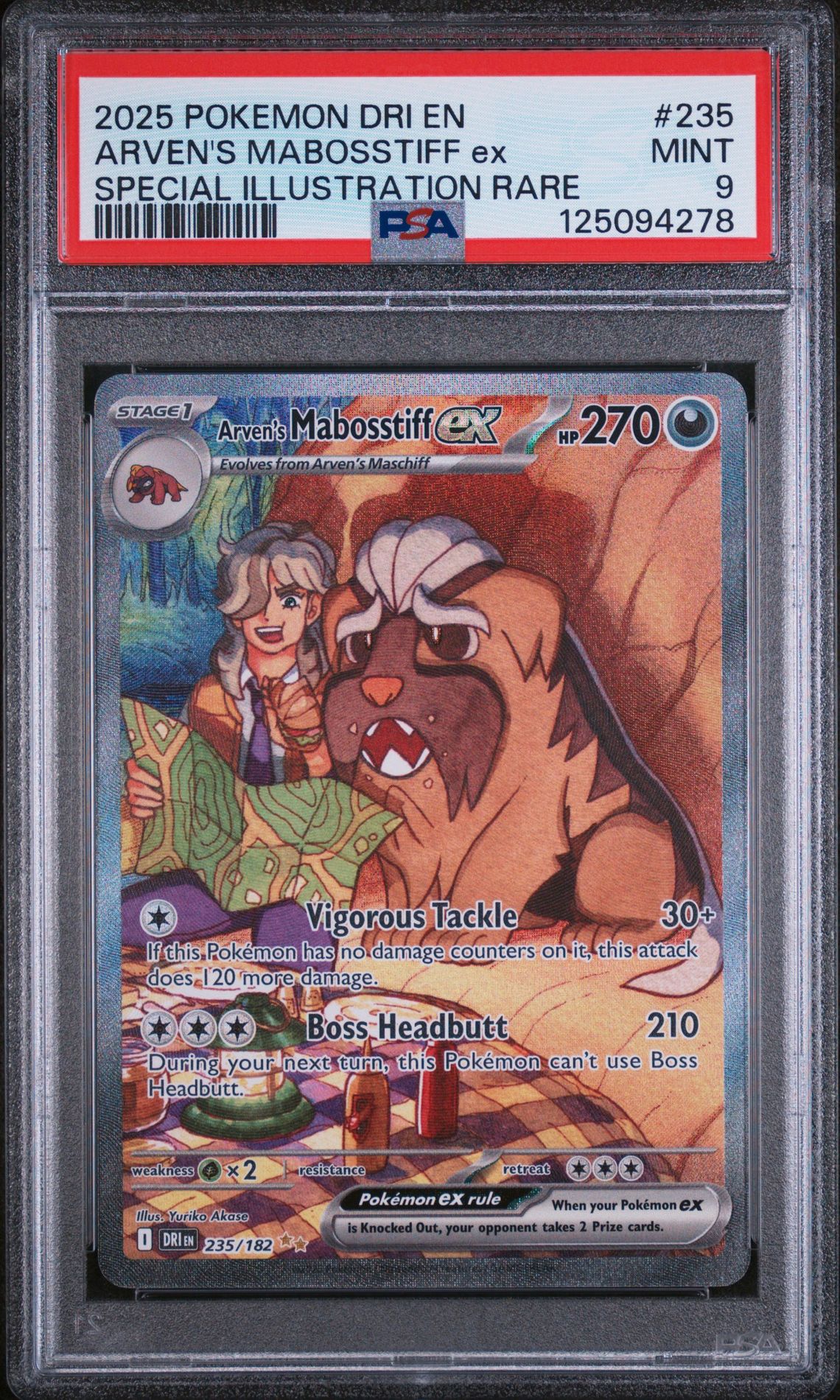2025 Pokemon POKEMON DRI EN-DESTINED RIVALS SPECIAL ILLUSTRATION RARE #235 Arven's Mabosstiff EX front