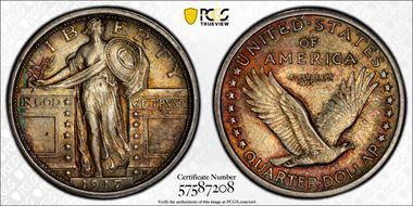 1917 25C Type 1 AU58+ FH